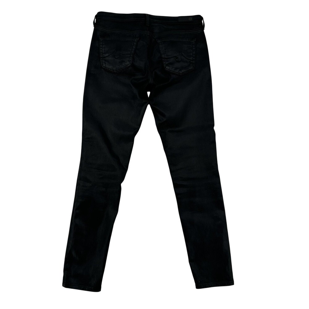 AG Adriano Goldschmied The Legging Ankle Super Skinny Pants Black Coated Size 29